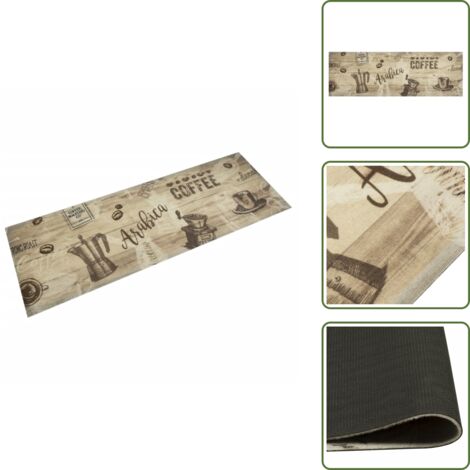 The Living Store Tappeto da Cucina Lavabile Marrone Caffè 60x180 cm in Velluto - Tappeto lavabile