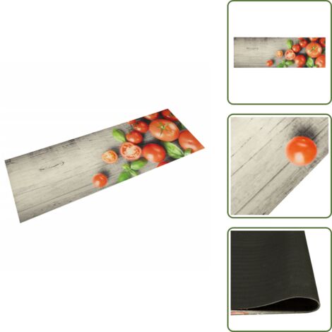 The Living Store Tappeto da Cucina Lavabile Pomodori 60x180 cm in Velluto - Tappeto in velluto