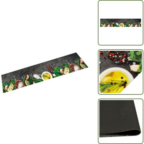 The Living Store Tappeto da Cucina Lavabile Spezie 60x300 cm Velluto - Tappeto lavabile