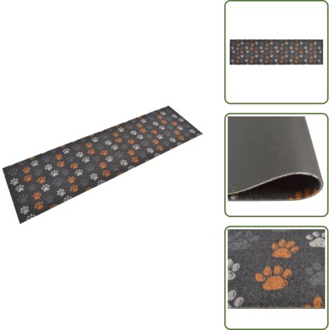 The Living Store Tappeto da Cucina Lavabile Zampe 45x150 cm Velluto - Tappeto lavabile