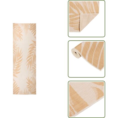 The Living Store Tappeto da Esterni a Tessitura Piatta 80x250 cm Motivo a Foglie - Tappeto in polipropilene