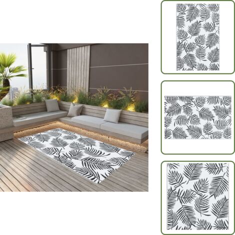 The Living Store Tappeto da Esterni ARAKIL Bianco e Nero 190x290 cm in PP - Tappeto da balcone