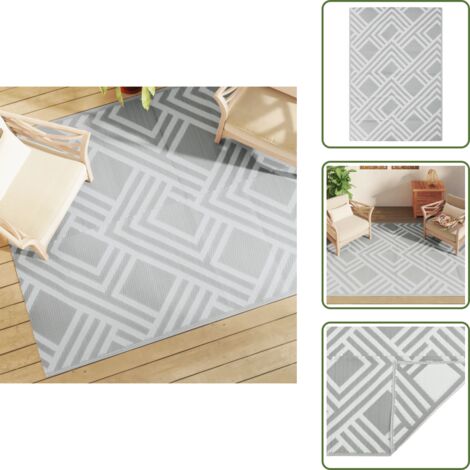 The Living Store Tappeto da Esterni ARAKIL Grigio 160x230 cm in PP - Tappeto da esterno