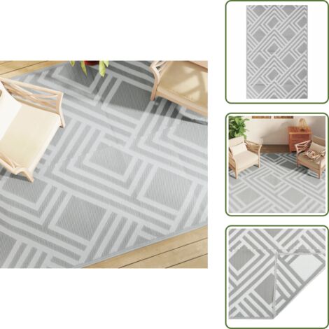 The Living Store Tappeto da Esterni ARAKIL Grigio 190x290 cm in PP - Tappeto da esterno