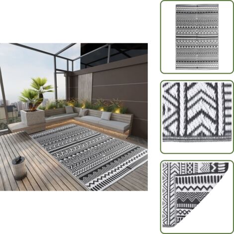 The Living Store Tappeto da Esterni ARAKIL Nero 190x290 cm in PP - Tappeto da balcone