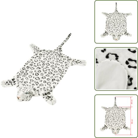 The Living Store Tappeto di Peluche a Forma di Leopardo 139 cm Bianco - Tappeto peluche
