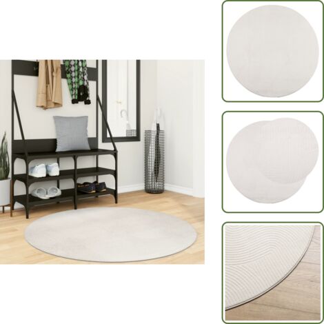 The Living Store Tappeto IZA a Pelo Corto con Aspetto Scandinavo Crema Ø 120 cm - Tappeto morbido