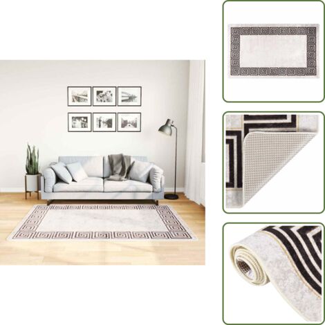 The Living Store Tappeto Lavabile 120x180 cm Beige Chiaro - Tappeto antiscivolo