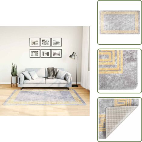 The Living Store Tappeto Lavabile 120x180 cm Grigio - Tappeto antiscivolo