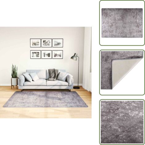 The Living Store Tappeto Lavabile 120x180 cm Grigio - Tappeto antiscivolo
