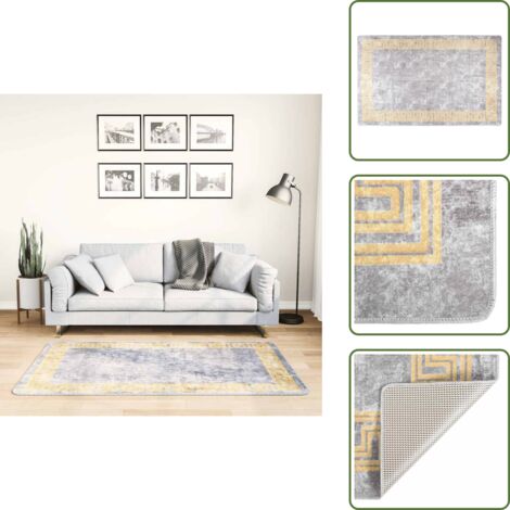 The Living Store Tappeto Lavabile 80x150 cm Grigio - Tappeto antiscivolo