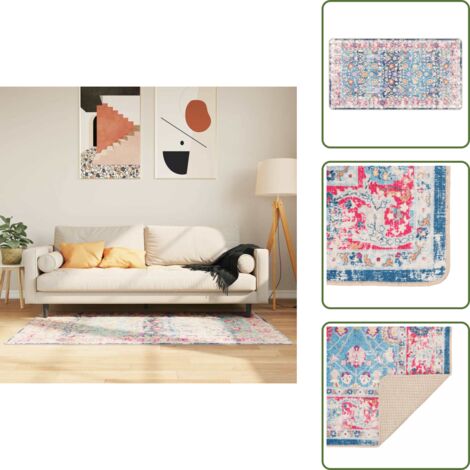 The Living Store Tappeto Lavabile Multicolore 80x150 cm - Tappeto lavabile