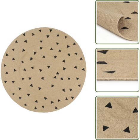 The Living Store Tappeto Lavorato a Mano in Juta con Stampa a Triangoli 90 cm - Tappeto a triangoli