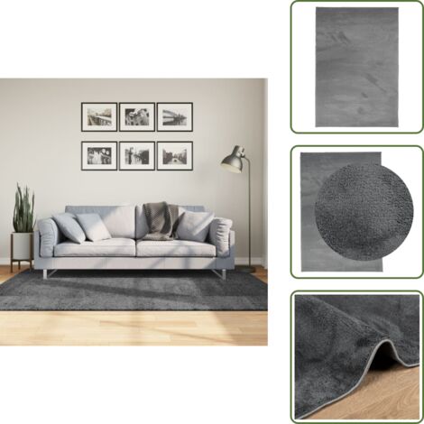 The Living Store Tappeto OVIEDO a Pelo Corto Antracite 140x200 cm - Tappeto antracite