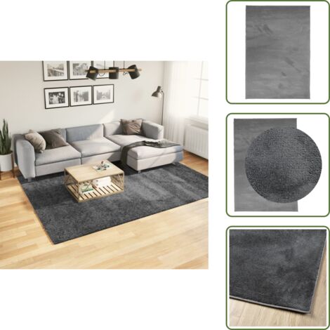 The Living Store Tappeto OVIEDO a Pelo Corto Antracite 200x280 cm - Tappeto antracite