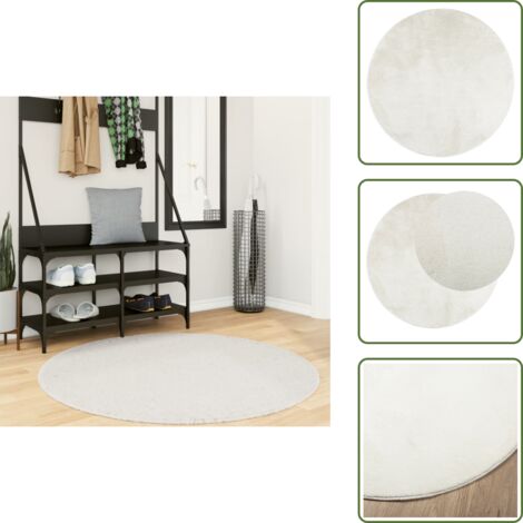 The Living Store Tappeto OVIEDO a Pelo Corto Crema Ø 120 cm - Tappeto crema
