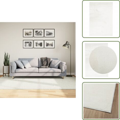 The Living Store Tappeto OVIEDO a Pelo Corto Crema 160x230 cm - Tappeto crema
