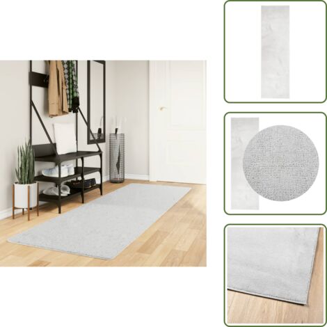 The Living Store Tappeto OVIEDO a Pelo Corto Grigio 80x250 cm - Tappeto grigio