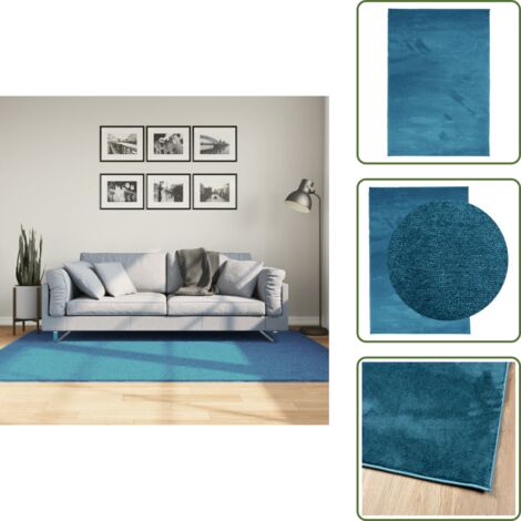 The Living Store Tappeto OVIEDO a Pelo Corto Turchese 140x200 cm - Tappeto turchese