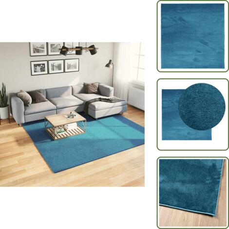 The Living Store Tappeto OVIEDO a Pelo Corto Turchese 240x240 cm - Tappeto turchese