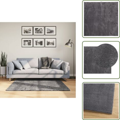 The Living Store Tappeto Pelo Corto HUARTE Morbido Lavabile Antracite 120x120 cm - Tappeto antiscivolo