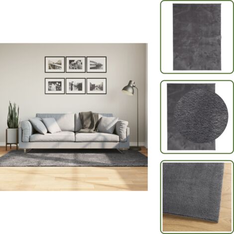 The Living Store Tappeto Pelo Corto HUARTE Morbido Lavabile Antracite 120x170 cm - Tappeto antiscivolo