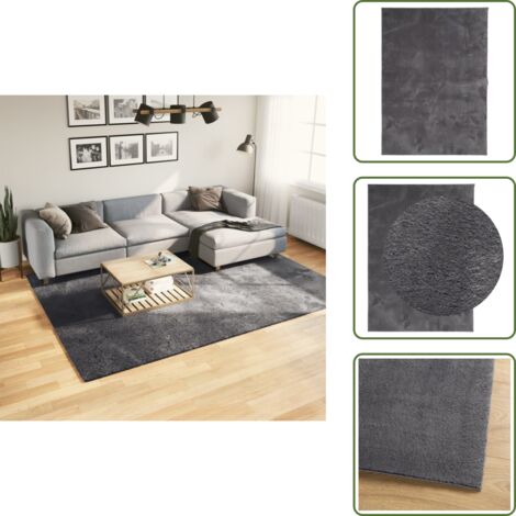 The Living Store Tappeto Pelo Corto HUARTE Morbido Lavabile Antracite 200x280 cm - Tappeto antiscivolo