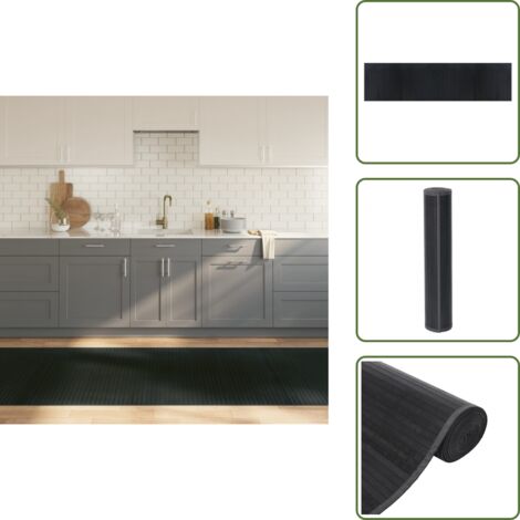 The Living Store Tappeto Rettangolare Grigio 100x400 cm in Bambù - Tappeto grigio