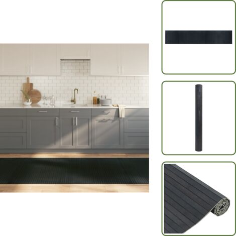 The Living Store Tappeto Rettangolare Grigio 100x500 cm in Bambù - Tappeto grigio