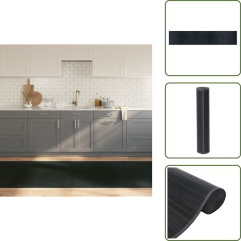 The Living Store Tappeto Rettangolare Grigio 100x500 cm in Bambù - Tappeto grigio