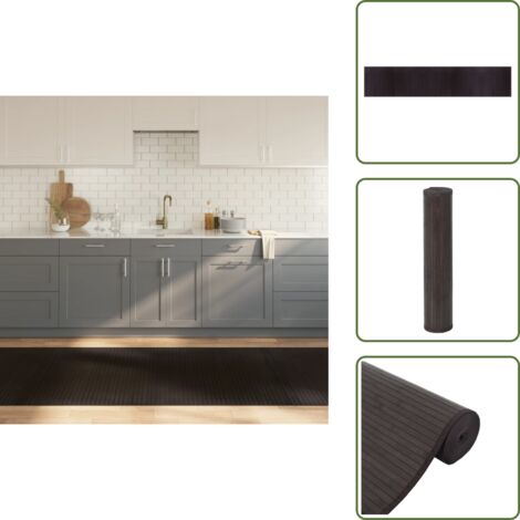 The Living Store Tappeto Rettangolare Marrone Scuro 100x1000 cm in Bambù - Tappeto marrone scuro