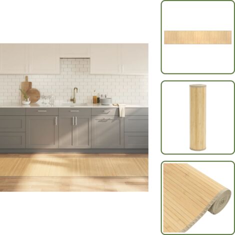 The Living Store Tappeto Rettangolare Natura Chiaro 80x400 cm in Bambù - Tappeto naturale