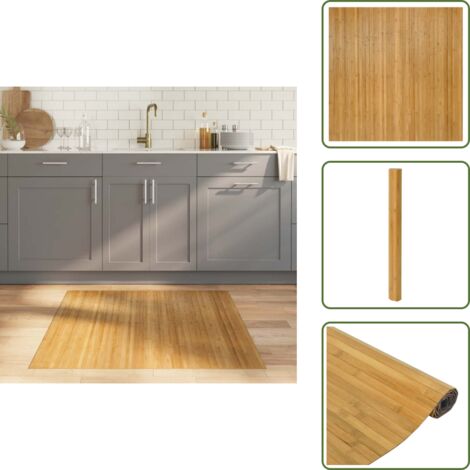 The Living Store Tappeto Rettangolare Naturale 100x100 cm in Bambù - Tappeto naturale