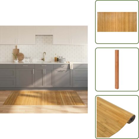 The Living Store Tappeto Rettangolare Naturale 100x200 cm in Bambù - Tappeto naturale