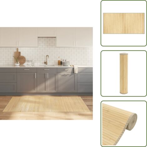 The Living Store Tappeto Rettangolare Naturale Chiaro 100x200 cm in Bambù - Tappeto naturale