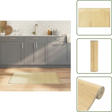 The Living Store Tappeto Rettangolare Naturale Chiaro 60x100 cm in Bambù - Tappeto naturale