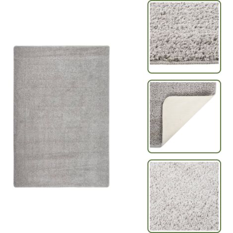 The Living Store Tappeto Shaggy Grigio Chiaro 140x200 cm Antiscivolo - Tappeto antiscivolo