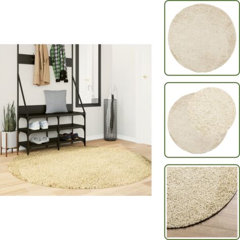 The Living Store Tappeto Shaggy PAMPLONA a Pelo Lungo Moderno Oro Ø 160 cm - Tappeto oro