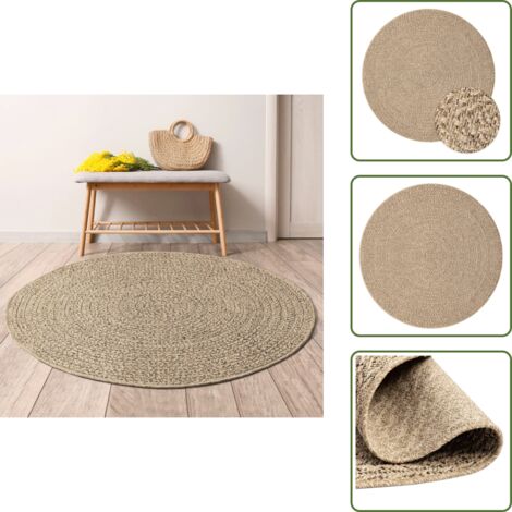 The Living Store Tappeto ZIZUR Ø 200 cm Aspetto Iuta per Interni ed Esterni - Tappeto da terrazza