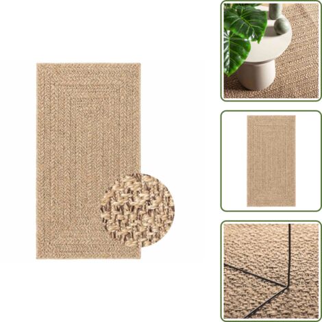 The Living Store Tappeto ZIZUR 80x150 cm Aspetto Iuta per Interni ed Esterni - Tappeto da esterno