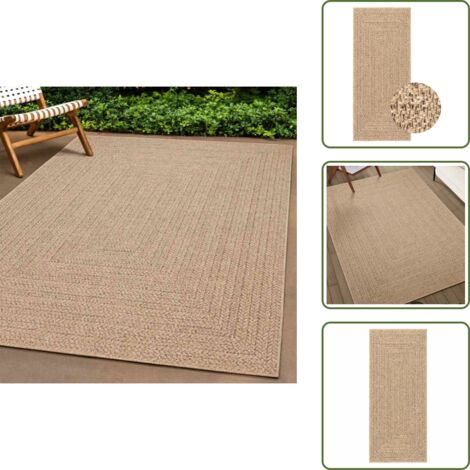 The Living Store Tappeto ZIZUR 80x200 cm Aspetto Iuta per Interni ed Esterni - Tappeto in polipropilene