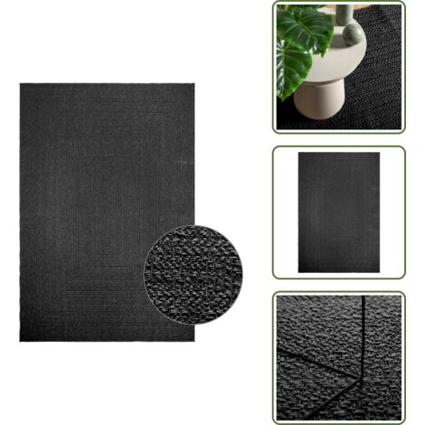The Living Store Tappeto ZIZUR Antracite 200x290 cm Aspetto Iuta Interni Esterni - Tappeto esterno