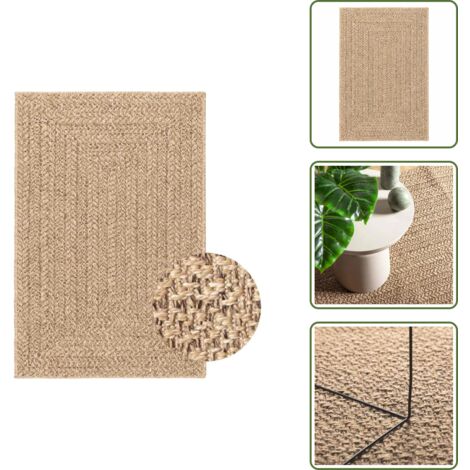The Living Store Tappeto ZIZUR Beige 140x200 cm Aspetto Iuta Interni ed Esterni - Tappeto in polipropilene