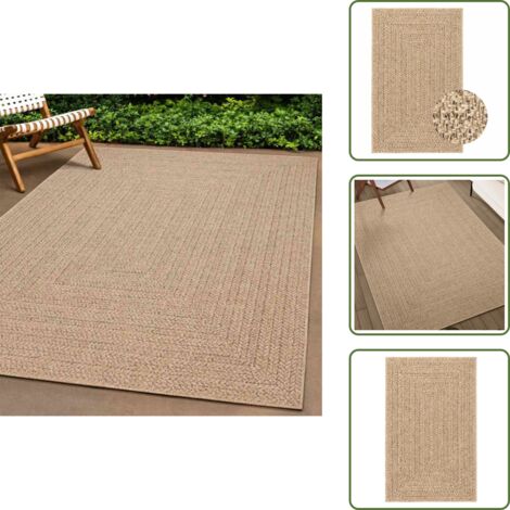 The Living Store Tappeto ZIZUR Beige 160x230 cm Aspetto Iuta Interni ed Esterni - Tappeto in polipropilene