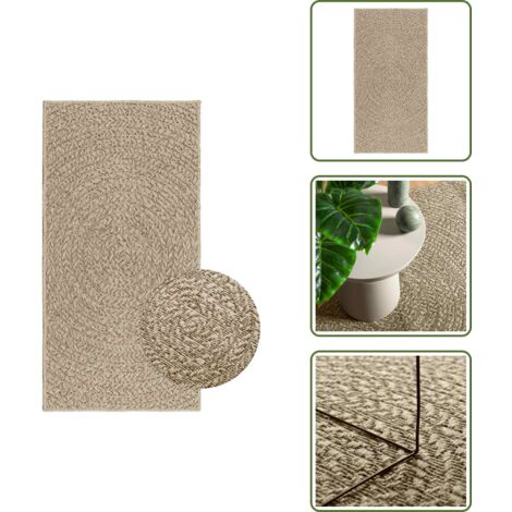 The Living Store Tappeto ZIZUR Beige 60x110 cm Aspetto Iuta Interni ed Esterni - Tappeto da terrazza