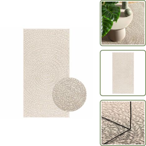 The Living Store Tappeto ZIZUR Crema 60x110 cm Aspetto Iuta Interni ed Esterni - Tappeto da terrazza