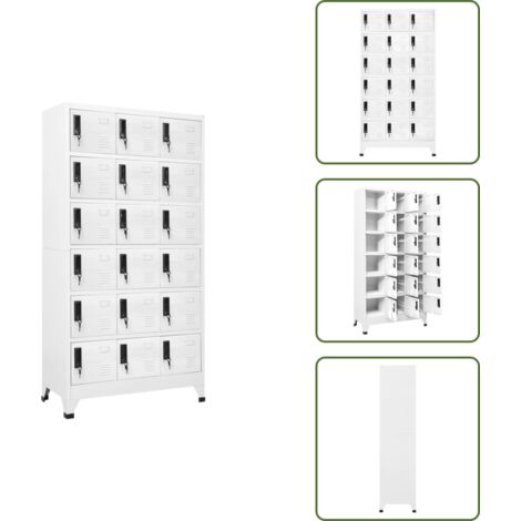 The Living Store Taquilla de acero blanco 90x40x180 cm - Taquilla