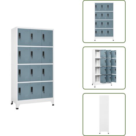 The Living Store Taquilla de acero gris claro y gris oscuro 90x45x180 cm - Taquilla