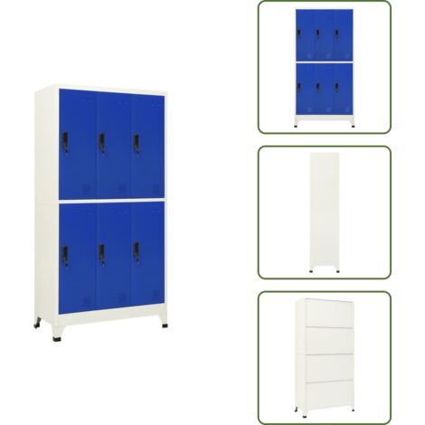 The Living Store Taquilla de acero gris y azul 90x45x180 cm - Taquilla