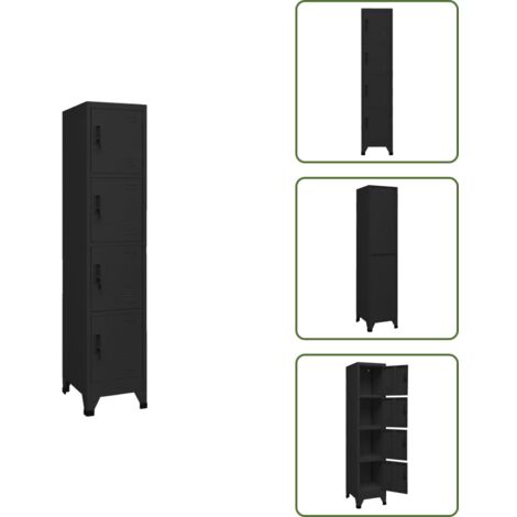 The Living Store Taquilla de acero negro 38x45x180 cm - Taquilla de acero